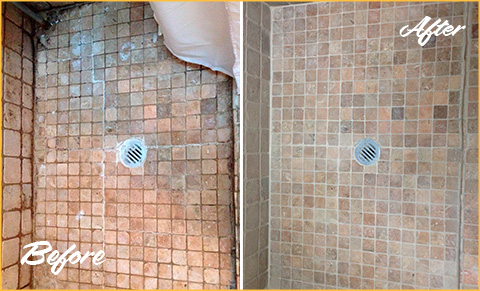 This Run-Down Shower Received a Complete Overhaul Thanks to Our Grout  Cleaning in Raleigh, NC