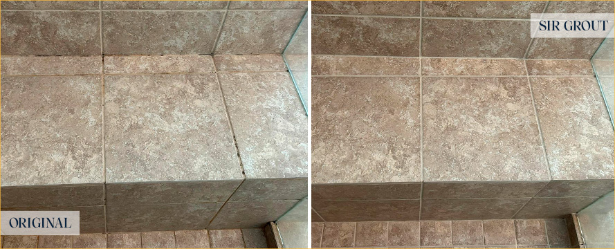 Shower Before and After a Remarkable Grout Sealing in Manor, TX