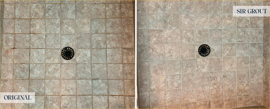 Shower Before and After a Flawless Grout Sealing in Manor, TX