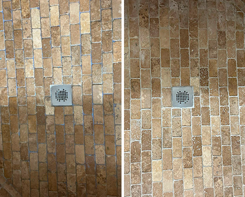 Shower Before and After a Grout Sealing in Manor, TX