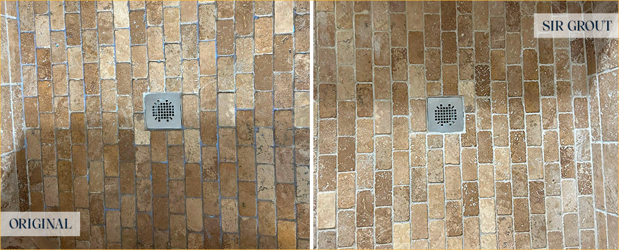 Shower Before and After a Flawless Grout Sealing in Manor, TX