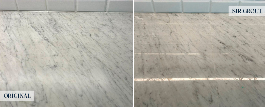 Countertop Before and After a Flawless Stone Polishing in Manor, TX