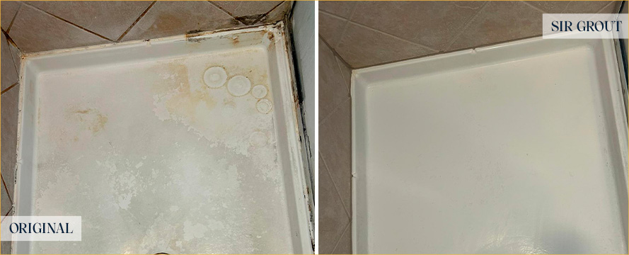 Shower Before and After a Flawless Tile Cleaning in Briarcliff, TX