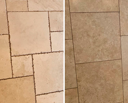 Floor Before and After a Grout Cleaning in Rollingwood, TX