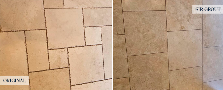 Floor Before and After a Superb Grout Cleaning in Rollingwood, TX