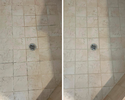 Shower Before and After a Grout Cleaning in Lakeway, TX