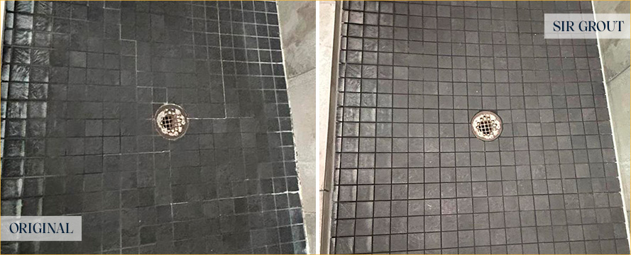 Shower Before and After a Superb Tile Cleaning in Briarcliff, TX