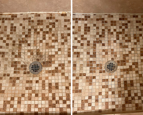 Shower Before and After a Tile Cleaning in Sunset Valley, TX