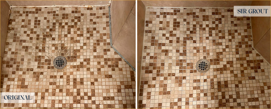 Shower Before and After a Superb Tile Cleaning in Sunset Valley, TX