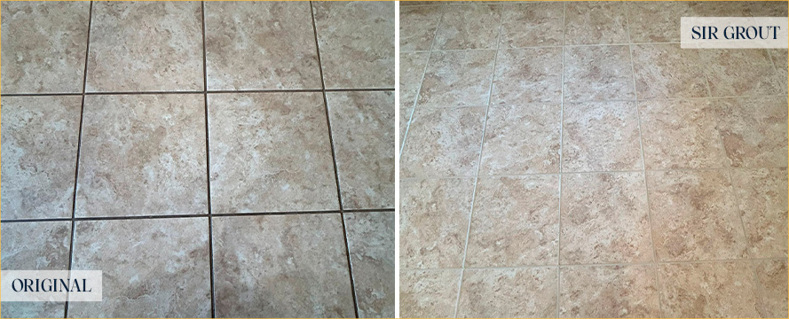 Floor Before and After a Flawless Grout Cleaning in Lakeway, TX