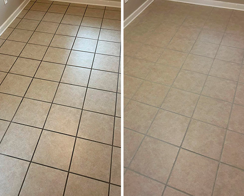 Floor Before and After a Grout Cleaning in Austin, TX